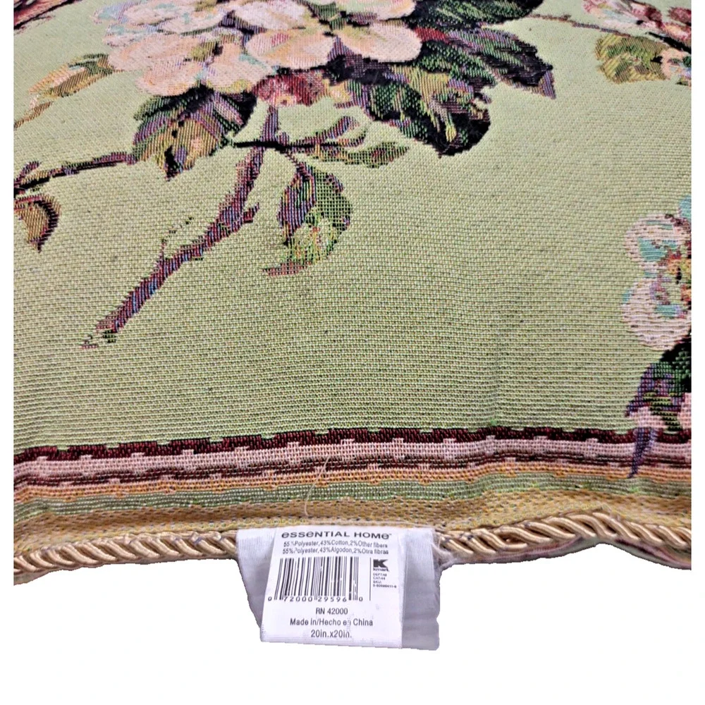 Set of 2 VTG Tapestry Throw Pillows Butterflies Blossoms 18 X 18